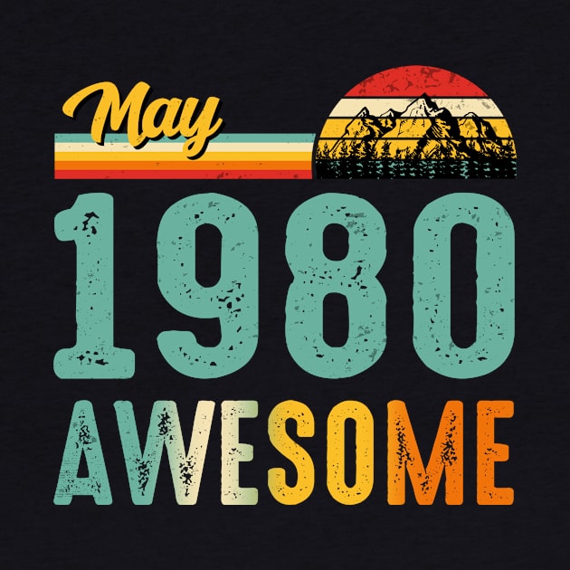 May 1980 Birthday Gift Shirt Vintage May 1980 Awesome by Nikkyta